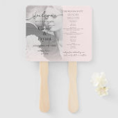 スクリプエレガントト赤面ピンクフォト結婚式 プログラム ハンドファン (正面&裏面)