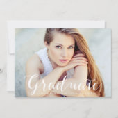 スクリプエレガントト赤面ピンク写真卒業 案内状 (正面)