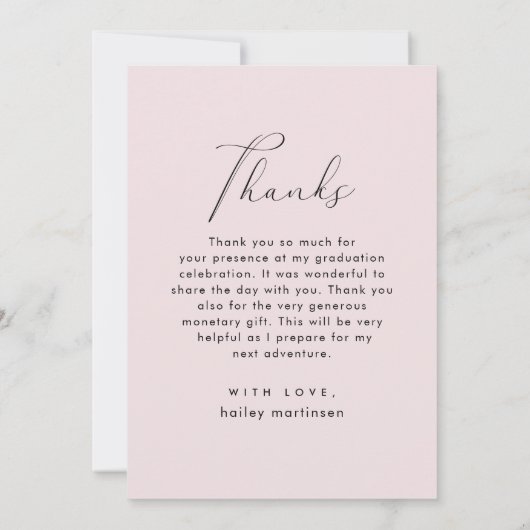 スクリプエレガントト赤面卒業ありがとう写真 サンキューカード (裏面)