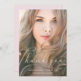 スクリプエレガントト赤面卒業ありがとう写真 サンキューカード