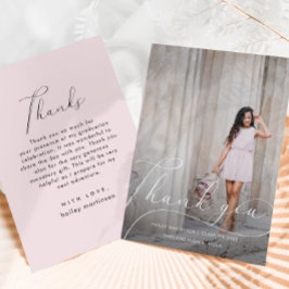 スクリプエレガントト赤面卒業ありがとう写真 サンキューカード