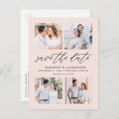 スクリプエレガントト赤面4 Photo Collage日付の保存 案内ポストカード (正面/裏面)