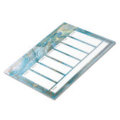 スクリプエレガントト週間プランナーティール(緑がかった色)と金ゴールドアート ノートパッド (アングル)