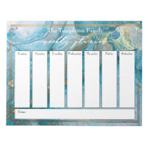 スクリプエレガントト週間プランナーティール（緑がかった色）と金ゴールドアート