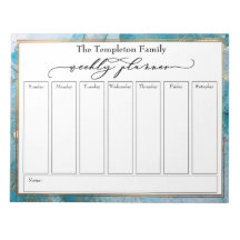 スクリプエレガントト週間プランナーティール（緑がかった色）と金ゴールドアート