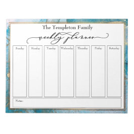 スクリプエレガントト週間プランナーティール（緑がかった色）と金ゴールドアート ノートパッド