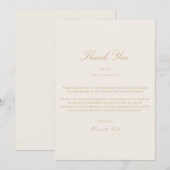 スクリプエレガントト金ゴールドとアイボリーサンキューカード サンキューカード (正面/裏面)