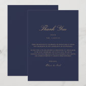 スクリプエレガントト金ゴールドとネイビーサンキューカード サンキューカード (正面/裏面)