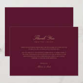 スクリプエレガントト金ゴールドとブルゴーニュサンキューカード サンキューカード (正面/裏面)