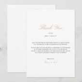 スクリプエレガントト金ゴールドとホワイトサンキューカード サンキューカード (正面/裏面)