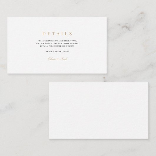 スクリプエレガントト金ゴールドとホワイト結婚の詳細 エンクロージャーカード (正面/裏面)
