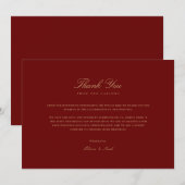 スクリプエレガントト金ゴールドと深いレッドサンキューカード サンキューカード (正面/裏面)