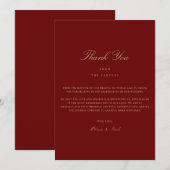 スクリプエレガントト金ゴールドと深いレッドサンキューカード サンキューカード (正面/裏面)