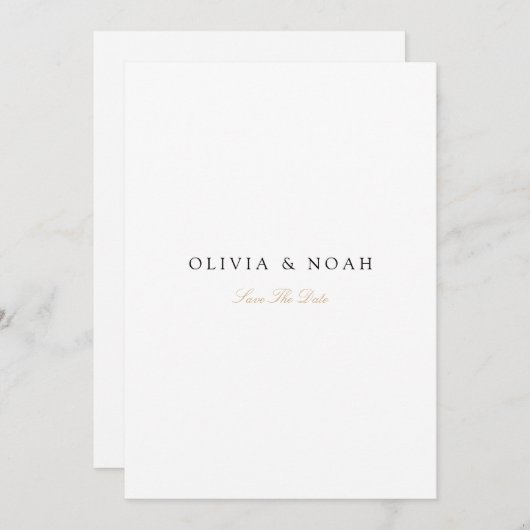 スクリプエレガントト金ゴールドと白日付カードの保存 案内状 (正面/裏面)