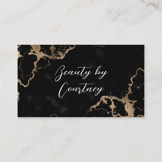 スクリプエレガントト金ゴールドと黒大理石モダンユニーク 名刺 (裏面)