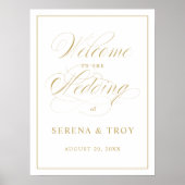 スクリプエレガントト金ゴールドウェルカムサイン結婚の ポスター (正面)