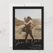 スクリプエレガントト金ゴールドシンプル2写真の保存日付 セーブザデート (正面)