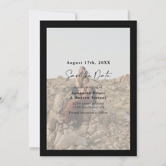 スクリプエレガントト金ゴールドシンプル2写真の保存日付 セーブザデート (裏面)