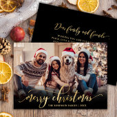 スクリプエレガントト金ゴールドスクリプトブラックフォトクリスマス シーズンカード