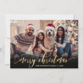 スクリプエレガントト金ゴールドスクリプトブラック2フォトクリスマス シーズンカード (正面)