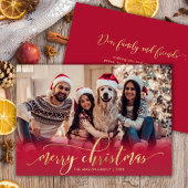 スクリプエレガントト金ゴールドスクリプトレッドワンフォトクリスマス シーズンカード