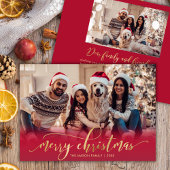 スクリプエレガントト金ゴールドスクリプトレッド2フォトクリスマス シーズンカード