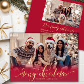 スクリプエレガントト金ゴールドスクリプトレッド2フォトクリスマス シーズンカード