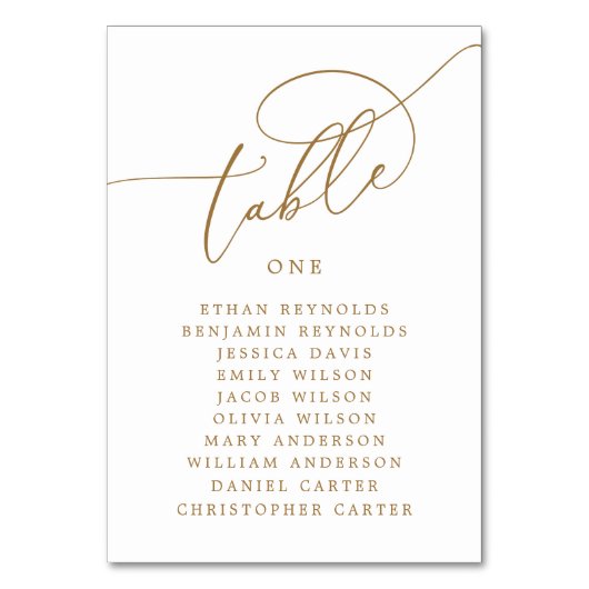 スクリプエレガントト金ゴールドテーブル番号シーティンググラフ テーブルナンバー (正面)