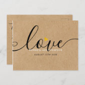 スクリプエレガントト金ゴールドハートありがとうKraft素朴 ポストカード (正面/裏面)