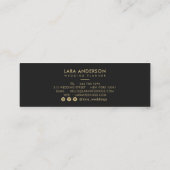 スクリプエレガントト金ゴールドブラックモダンモノグラムイニシャル スキニー名刺 (裏面)