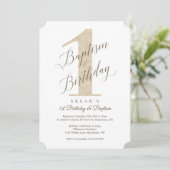 スクリプエレガントト金ゴールドベビーの誕生日とバプテスマ 招待状 (スタンド正面)