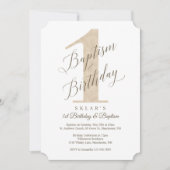 スクリプエレガントト金ゴールドベビーの誕生日とバプテスマ 招待状 (正面)