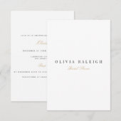 スクリプエレガントト金ゴールドホワイトブライダルシャワー招待 招待状 (正面/裏面)