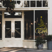 スクリプエレガントト金ゴールドメリークリスマスツリービジネス ウィンドウサイン