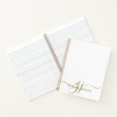 スクリプエレガントト金ゴールドモノグラムイニシャル名 ノートブック (内部)