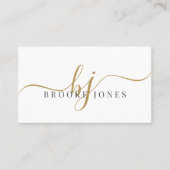 スクリプエレガントト金ゴールドモノグラムイニシャル名 名刺 (正面)