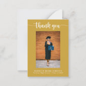 スクリプエレガントト金ゴールド卒業写真ありがとう ノートカード (正面)