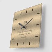 スクリプエレガントト金ゴールド結婚の記念日 スクエア壁時計 (傾斜)