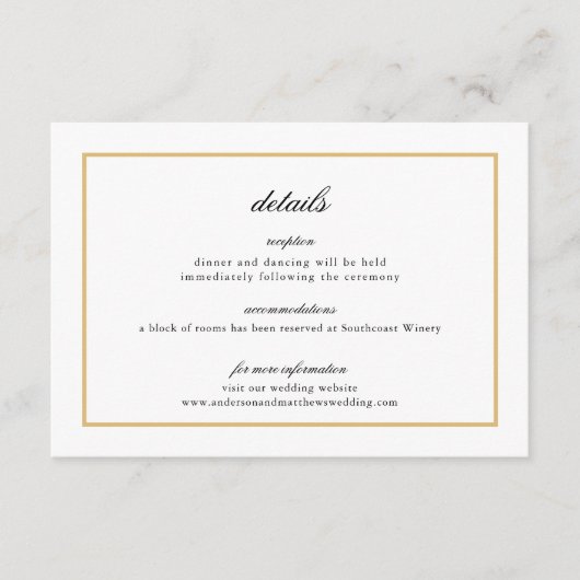 スクリプエレガントト金ゴールド縁ど結婚詳細 エンクロージャーカード (正面)