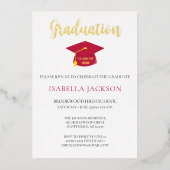 スクリプエレガントト金箔の卒業発表 箔招待状 (正面)