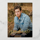 スクリプエレガントト金箔写真卒業 箔招待状 (正面)