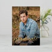 スクリプエレガントト金箔写真卒業 箔招待状 (立ち正面)