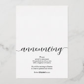 スクリプエレガントト金箔写真卒業 箔招待状 (裏面)