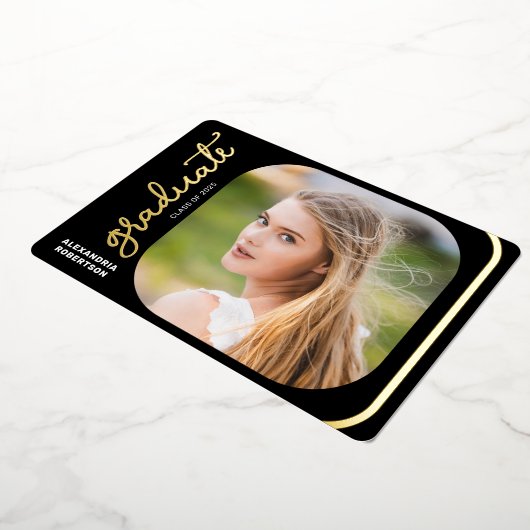 スクリプエレガントト金箔2写真卒業パーティー 箔招待状 (回転した状態)