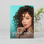 スクリプエレガントト銀箔フォト卒業 箔招待状 (立ち正面)