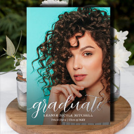 スクリプエレガントト銀箔フォト卒業 箔招待状