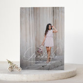 スクリプエレガントト青い写真の卒業 案内状