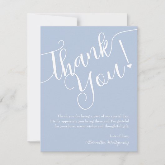 スクリプエレガントト青い男の子の赤ちゃんシャワー写真 サンキューカード (正面)