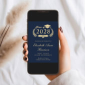 スクリプエレガントト青金ゴールドフォトカレッジ卒業 案内状