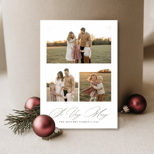 スクリプエレガントト非常にメリー中立的な3枚の写真 シーズンカード